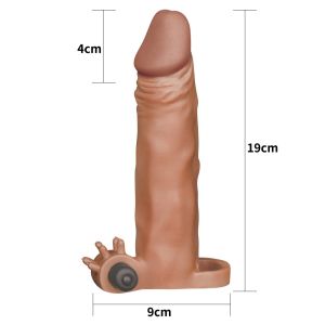 Pleasure X-Tender Vibrating Penis Sleeve #3 brown (19cm)