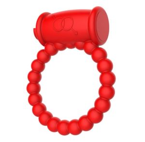 Penis Beaded Ring with Vibrations, red