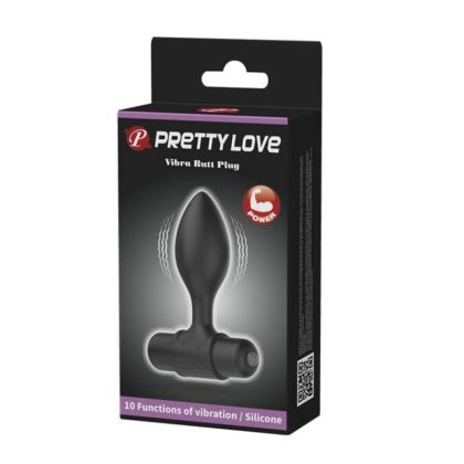 Pretty Love Vibra Butt Plug Black 8.6cm
