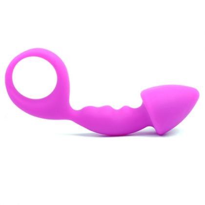Silicone Curved Comfort Butt Plug Purple 8cm