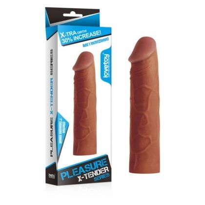 Pleasure X-Tender Penis Sleeve 1- mulatru, 17cm