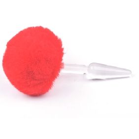Glass Anal Plug with Short Red Color Tail 18.5cm