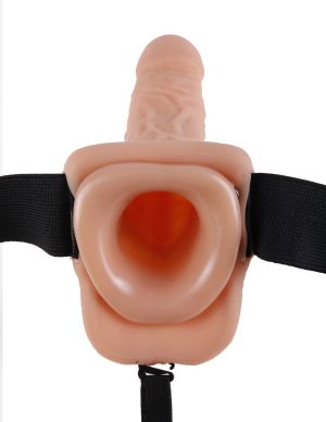 23CM HOLLOW STRAP-ON WITH BALLS- cu vibratii