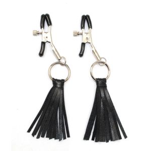 Nipple Clamps with Leather Cluster