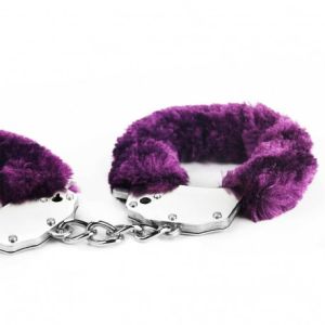 Fetish Pleasure Fluffy Hand Cuffs purple