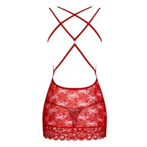 Set 2 piese, Chemise & thong red 860-CHE-3, Obsessive - S/M