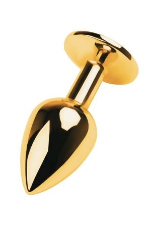 Golden anal plug TOYFA Metal,with a tourmaline colored gem