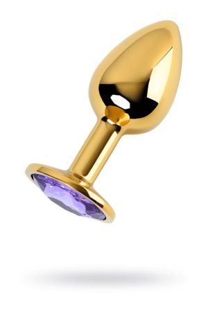 Golden anal plug TOYFA Metal,with a amethyst colored gem