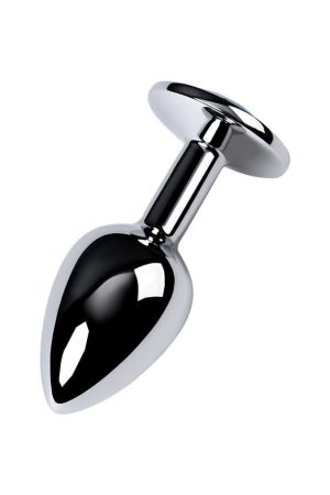 Silver anal plug TOYFA Metal,with a Topaz color gem