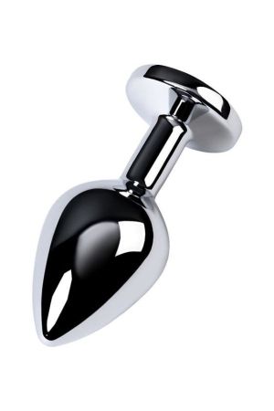 Silver anal plug TOYFA Metal,with a amethyst colored gem