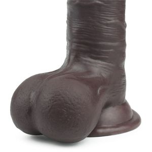 7.8'' Sliding Skin Dual Layer Dong - Whole Testicle, Brown