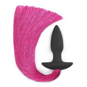 Silicone Anal Plug with Pony Tail, red (10.8cm-33cm)