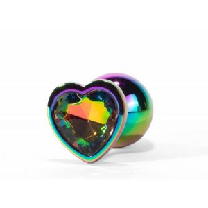 Small Secret Shine Metal Butt Plug Rainbowheart 