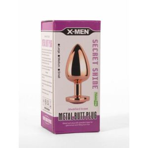 X-MEN Secret Shine Metal Butt Plug Rose Gold Heart M (8.2cm)