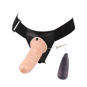 Basic Vibrating Strap-on Harness-Flesh 19cm