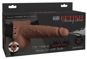 7.5" Hollow Squirting Strap-on with Balls