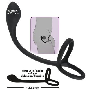 Cock & ball ring with butt plug (22,5 cm)