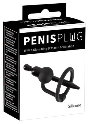 PenisPlug with a Glans Ring & Vibration (8,5 cm)