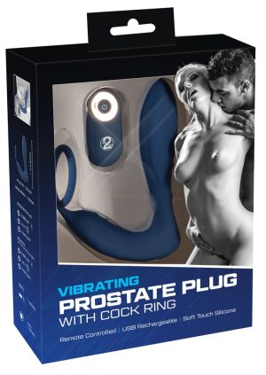 Vibrating Prostate Plug with Cock Ring (14,5 cm)