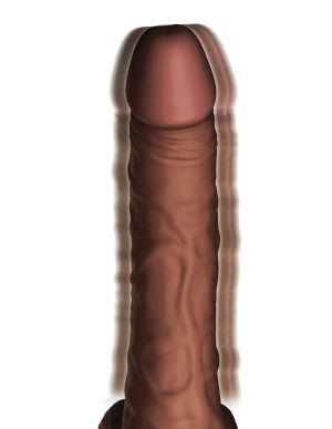 7.5" Thrusting Cock with Balls Brown 19cm