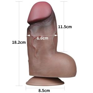 7" Dual-Layered Silicone Nature Cock Brown (18 x 6.6cm)
