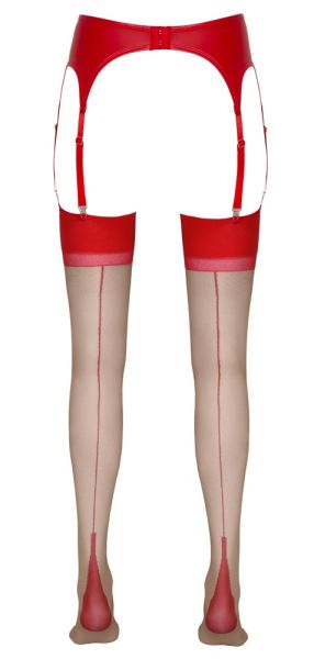 Stockings skin/red, Cotelli Legwear - XL (5)