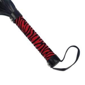 Whip Me Baby Leather Whip, Black/Red 