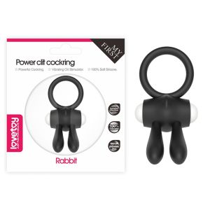 POWER CLIT SILICONE COCKRING BLACK 
