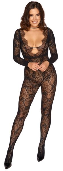 Crotchless catsuit in a lace look, Fantasy Cottelli Collections - S/L