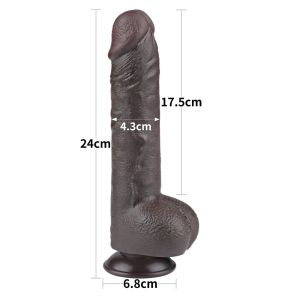 9.5'' Sliding Skin Dual Layer Dong Black (24cm)